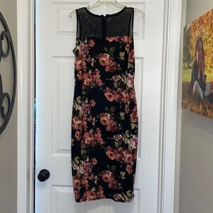 Piphany Black Floral Queens Dress, NWT